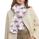 Pink Boston Terrier Plaid Print Scarf