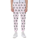 Pink Boston Terrier Plaid Print Scuba Joggers