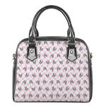 Pink Boston Terrier Plaid Print Shoulder Handbag