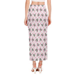 Pink Boston Terrier Plaid Print Side Slit Maxi Skirt