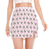 Pink Boston Terrier Plaid Print Side Slit Mini Skirt