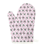 Pink Boston Terrier Plaid Print Single Oven Mitt