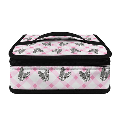 Pink Boston Terrier Plaid Print Small Lunch Bag