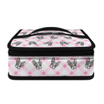 Pink Boston Terrier Plaid Print Small Lunch Bag