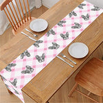 Pink Boston Terrier Plaid Print Table Runner