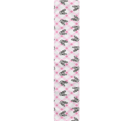 Pink Boston Terrier Plaid Print Table Runner