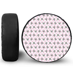 Pink Boston Terrier Plaid Print Tire Cover