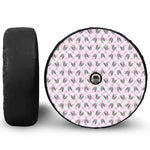 Pink Boston Terrier Plaid Print Tire Cover With Camera Hole
