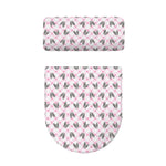 Pink Boston Terrier Plaid Print Toilet Lid And Tank Cover Set
