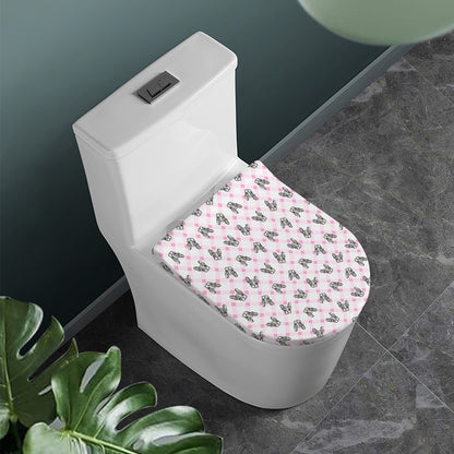 Pink Boston Terrier Plaid Print Toilet Lid Cover