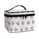 Pink Boston Terrier Plaid Print Travel Makeup Bag
