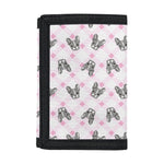Pink Boston Terrier Plaid Print Trifold Wallet
