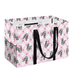 Pink Boston Terrier Plaid Print Utility Tote Bag