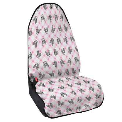 Pink Boston Terrier Plaid Print Waterproof Car Seat Cover