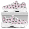 Pink Boston Terrier Plaid Print White Chunky Shoes