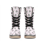 Pink Boston Terrier Plaid Print Winter Boots