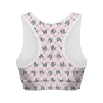 Pink Boston Terrier Plaid Print Women's Sports Bra