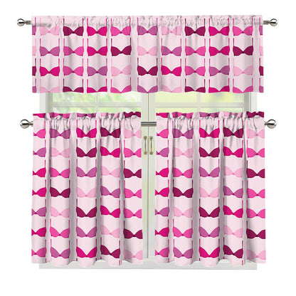 Pink Bra Breast Cancer Pattern Print 3 Piece Kitchen Curtains