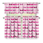 Pink Bra Breast Cancer Pattern Print 3 Piece Kitchen Curtains