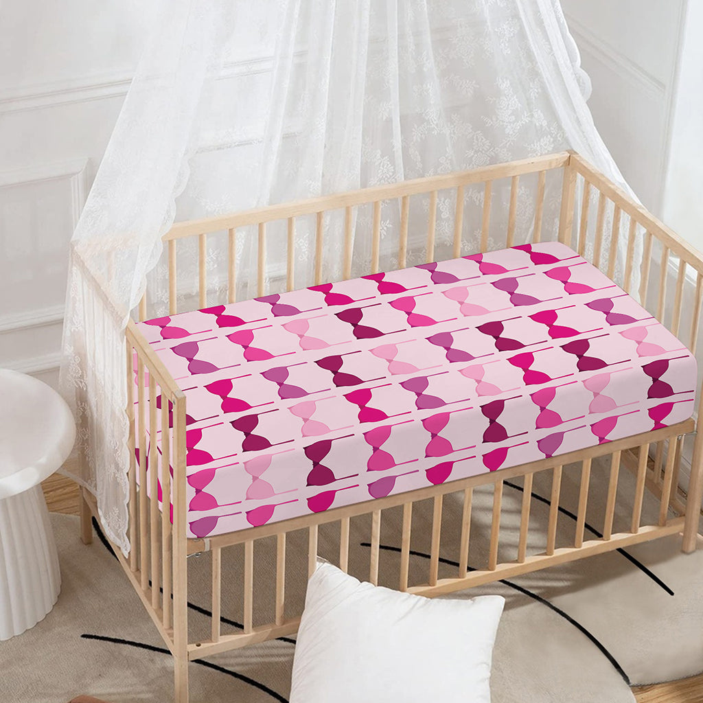 Pink Bra Breast Cancer Pattern Print Baby Crib Sheet