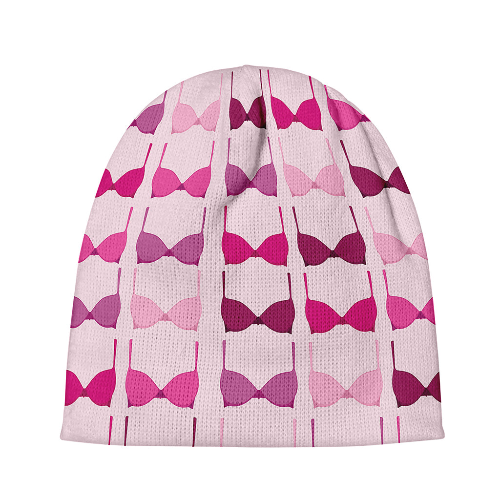 Pink Bra Breast Cancer Pattern Print Beanie