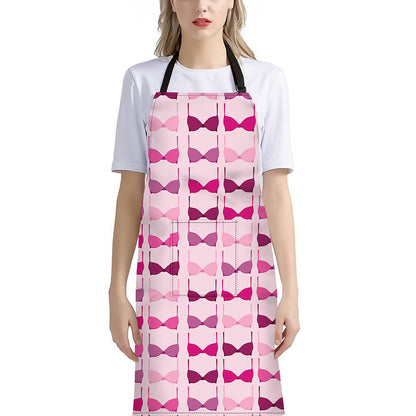 Pink Bra Breast Cancer Pattern Print Bib Apron With Pocket