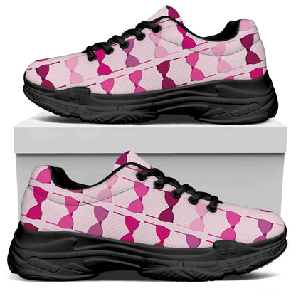 Pink Bra Breast Cancer Pattern Print Black Chunky Shoes