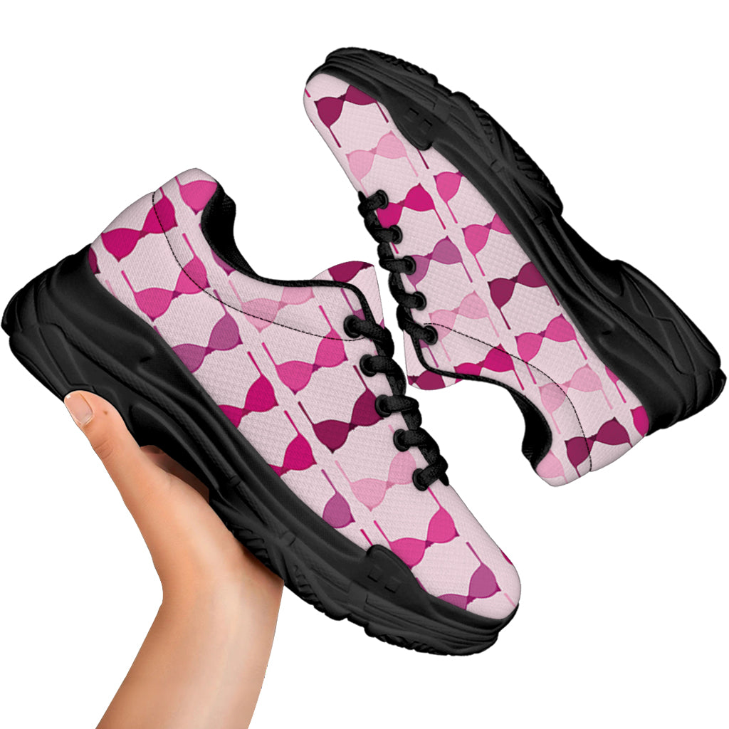 Pink Bra Breast Cancer Pattern Print Black Chunky Shoes