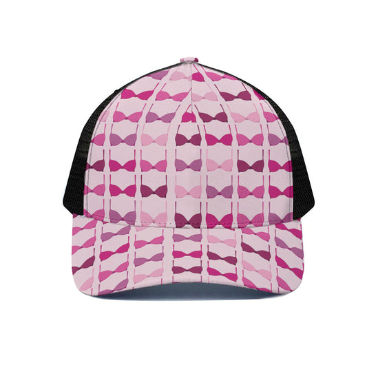Pink Bra Breast Cancer Pattern Print Black Mesh Trucker Cap
