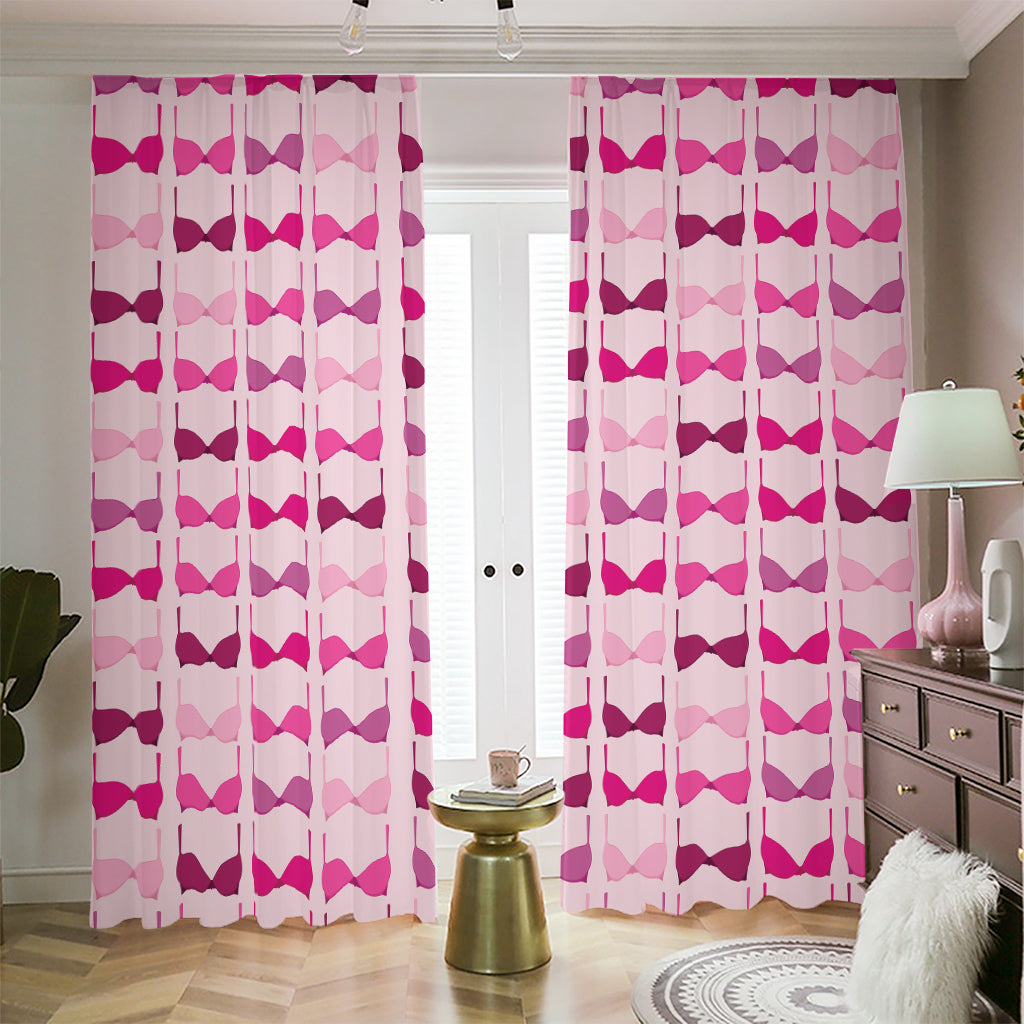 Pink Bra Breast Cancer Pattern Print Blackout Pencil Pleat Curtains