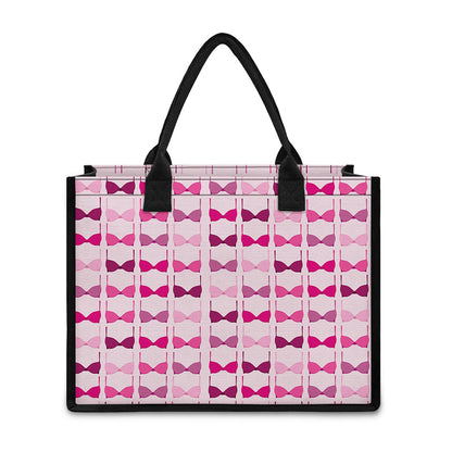 Pink Bra Breast Cancer Pattern Print Canvas Tote Bag
