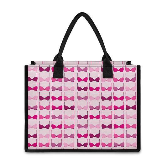 Pink Bra Breast Cancer Pattern Print Canvas Tote Bag