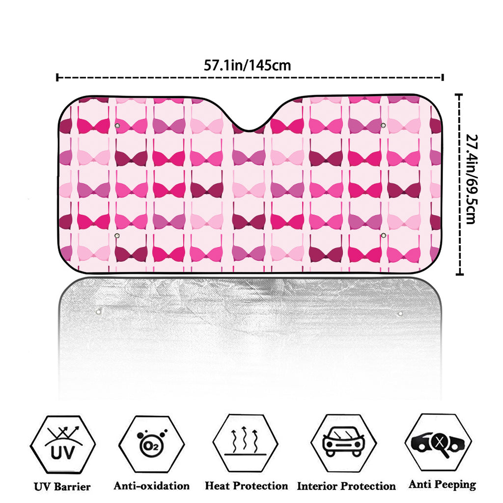 Pink Bra Breast Cancer Pattern Print Car Windshield Sun Shade