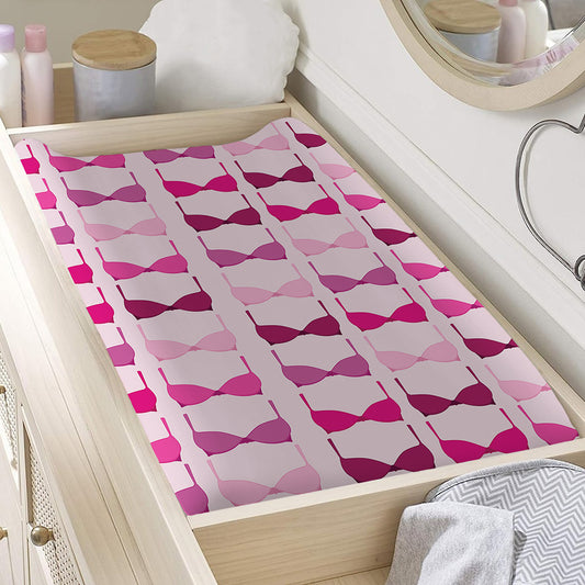 Pink Bra Breast Cancer Pattern Print Changing Pad Cover