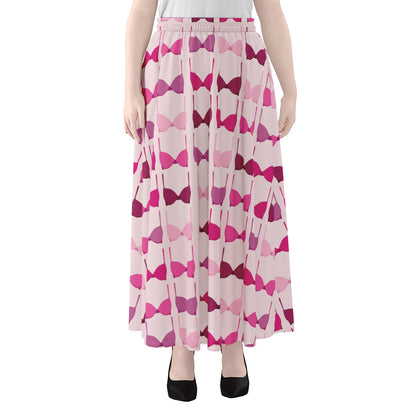 Pink Bra Breast Cancer Pattern Print Chiffon Maxi Skirt