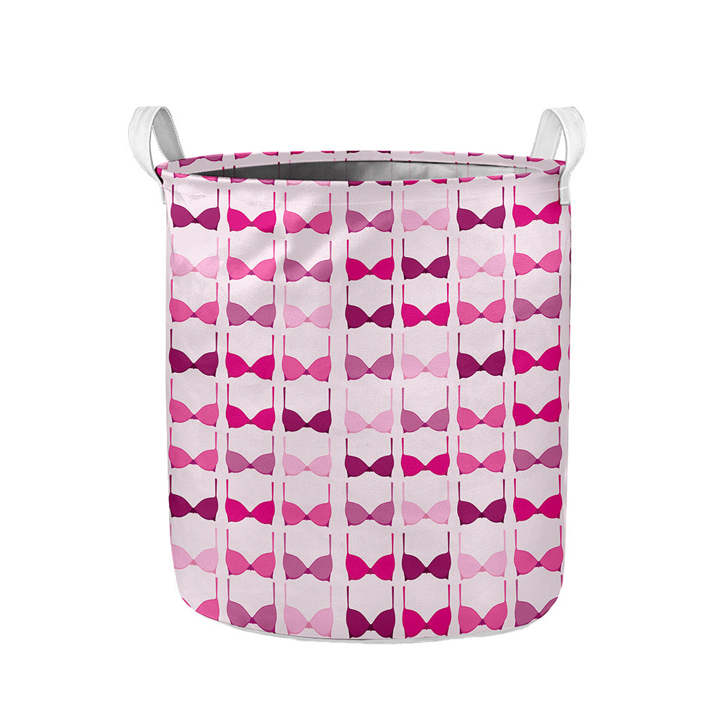 Pink Bra Breast Cancer Pattern Print Collapsible Laundry Basket