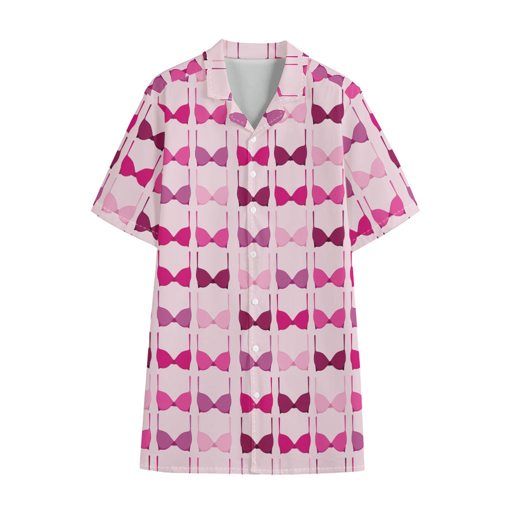 Pink Bra Breast Cancer Pattern Print Cotton Hawaiian Shirt