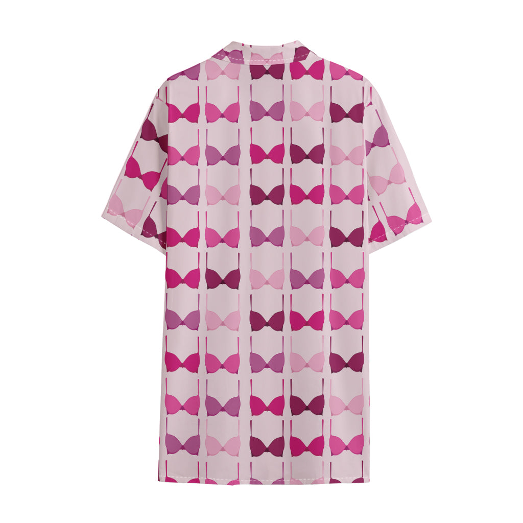 Pink Bra Breast Cancer Pattern Print Cotton Hawaiian Shirt