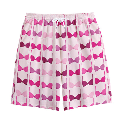 Pink Bra Breast Cancer Pattern Print Cotton Shorts