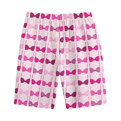 Pink Bra Breast Cancer Pattern Print Cotton Shorts