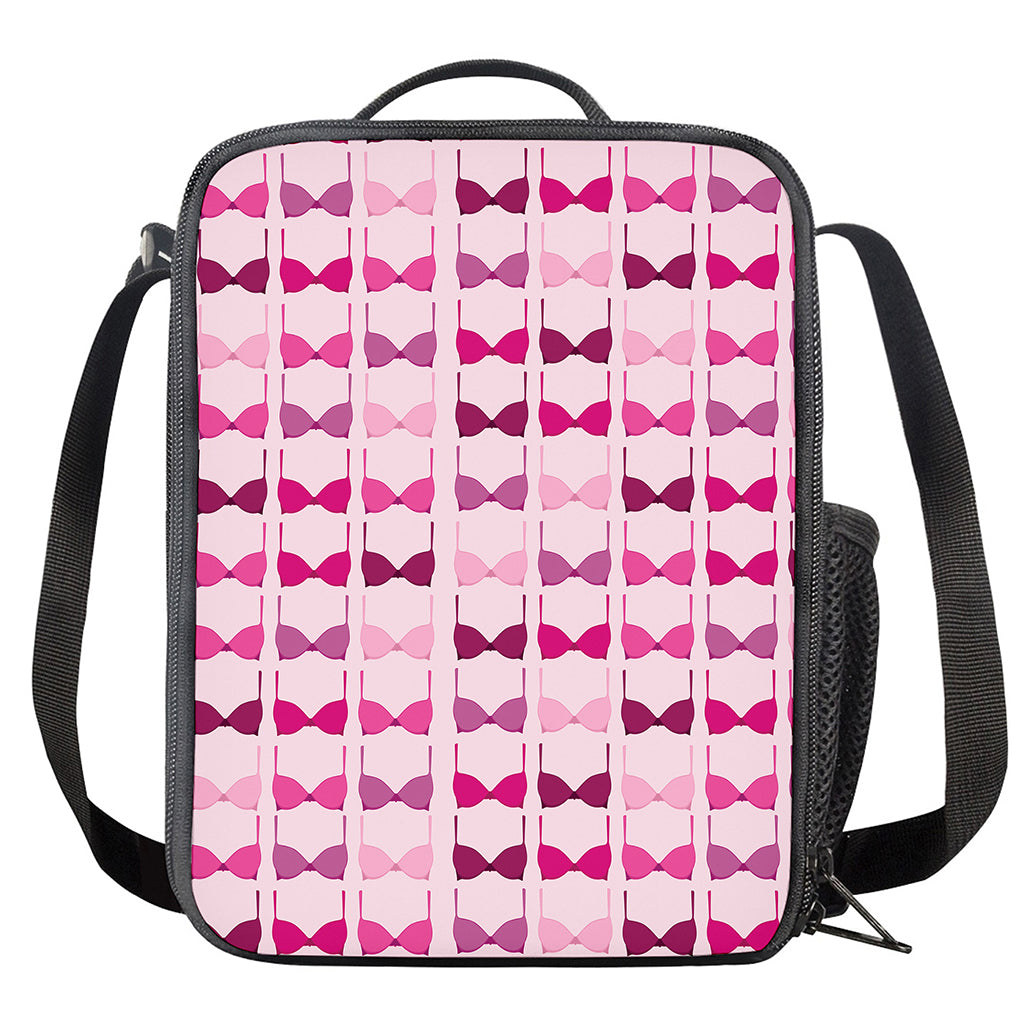 Pink Bra Breast Cancer Pattern Print Crossbody Lunch Bag