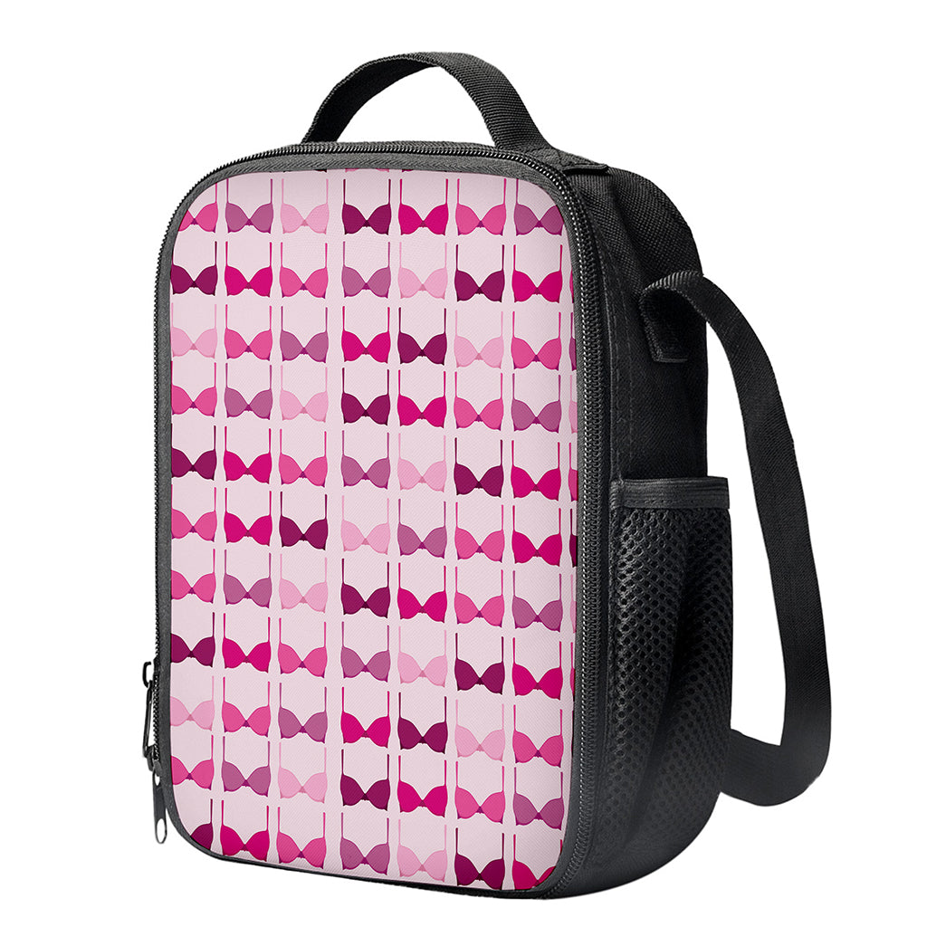 Pink Bra Breast Cancer Pattern Print Crossbody Lunch Bag