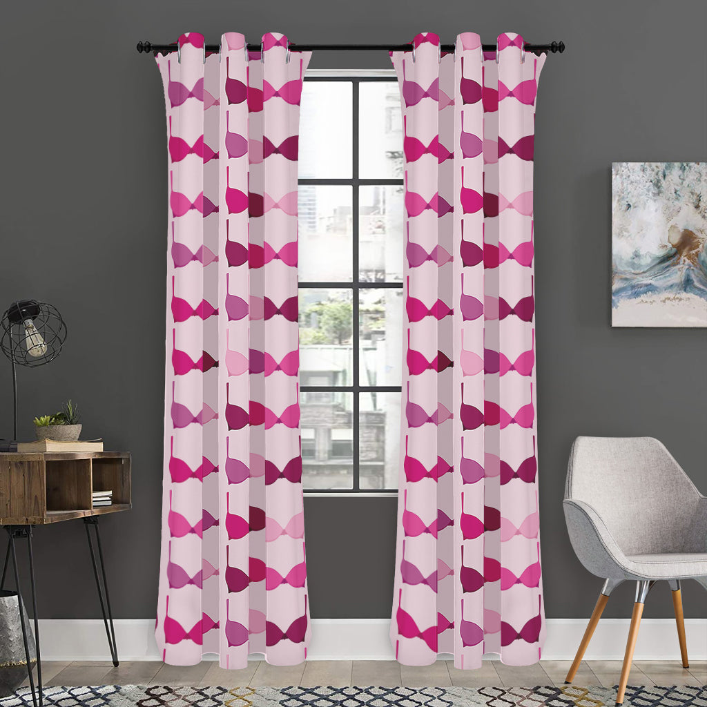 Pink Bra Breast Cancer Pattern Print Curtain