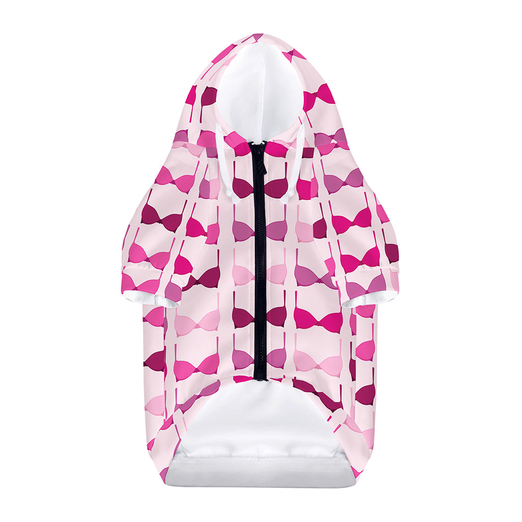 Pink Bra Breast Cancer Pattern Print Dog Zip Up Hoodie