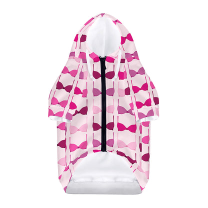 Pink Bra Breast Cancer Pattern Print Dog Zip Up Hoodie