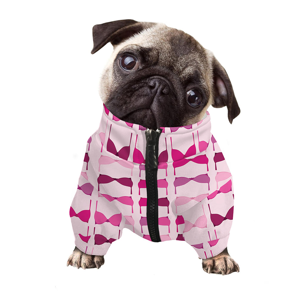 Pink Bra Breast Cancer Pattern Print Dog Zip Up Jacket