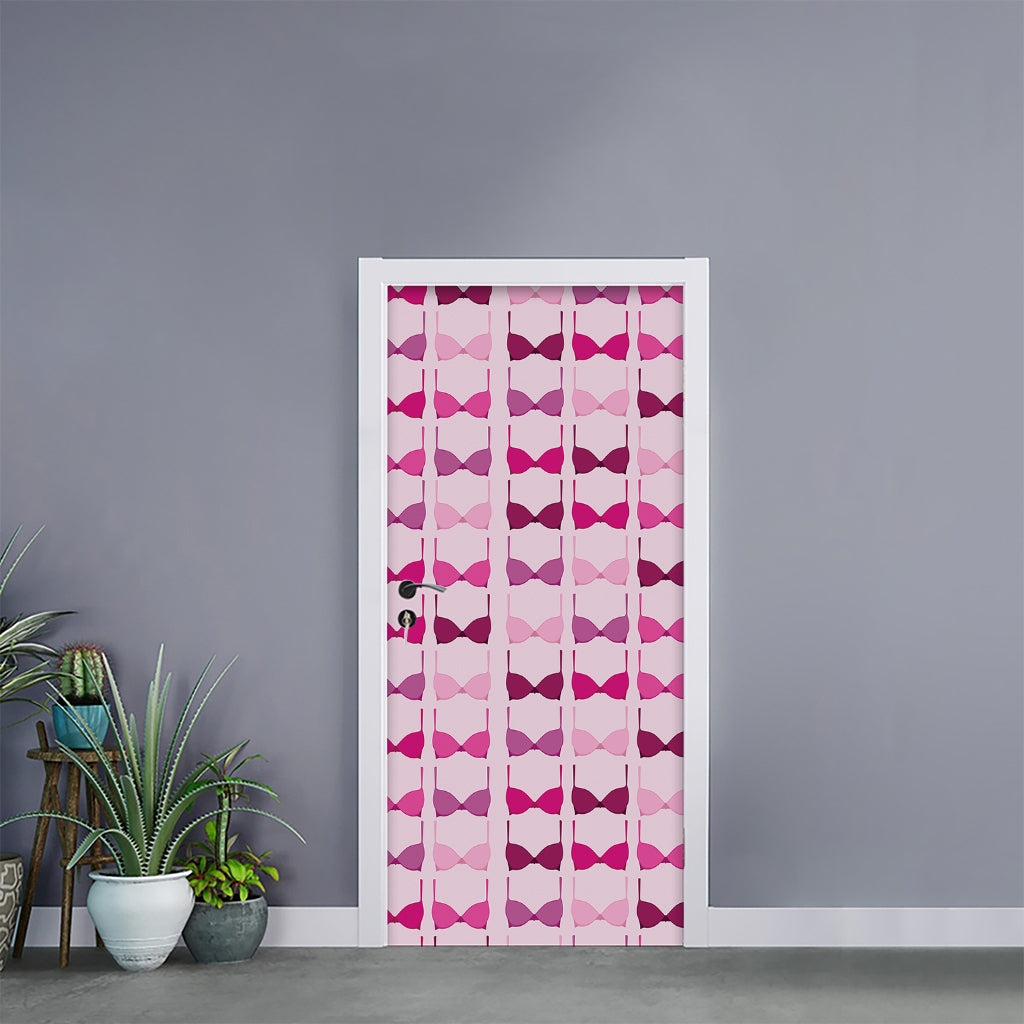 Pink Bra Breast Cancer Pattern Print Door Sticker