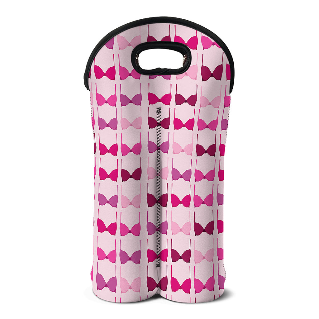 Pink Bra Breast Cancer Pattern Print Double Neoprene Wine Tote