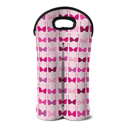 Pink Bra Breast Cancer Pattern Print Double Neoprene Wine Tote