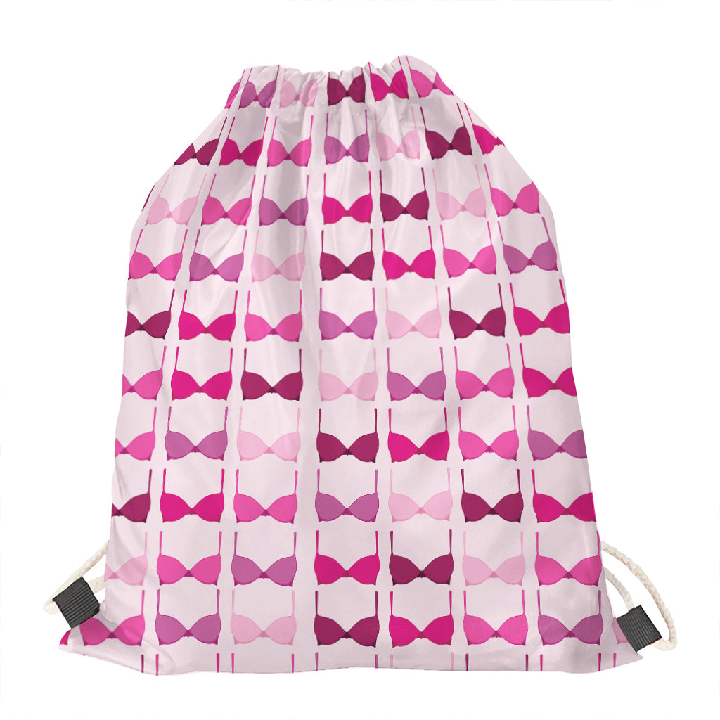 Pink Bra Breast Cancer Pattern Print Drawstring Bag